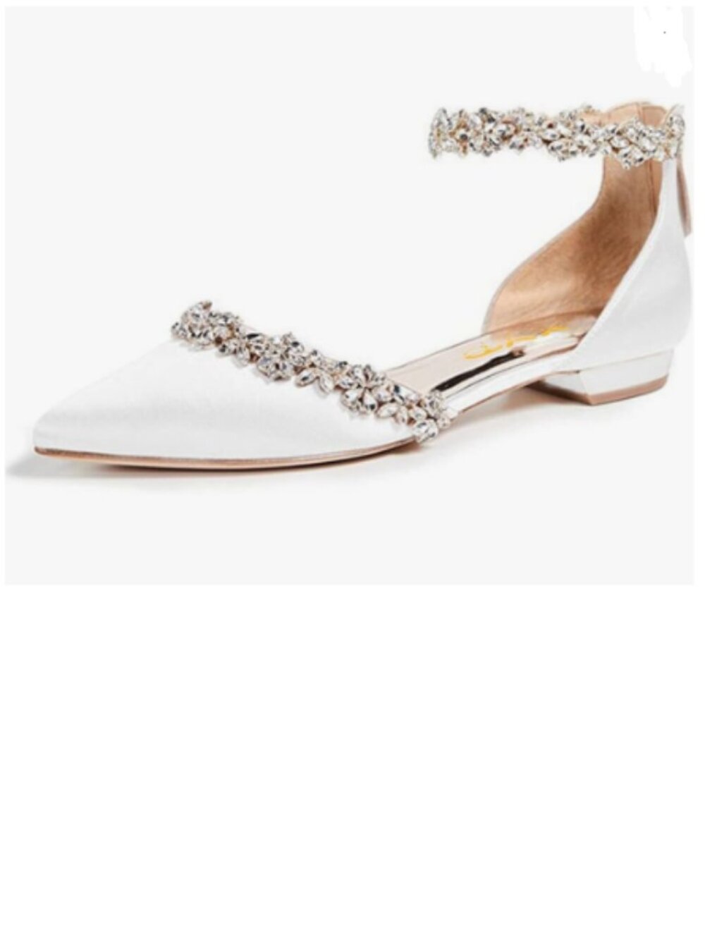 XYD White Pointed Toe Sparkly Rhinestones Strap D'Orsay Wedding Sandals